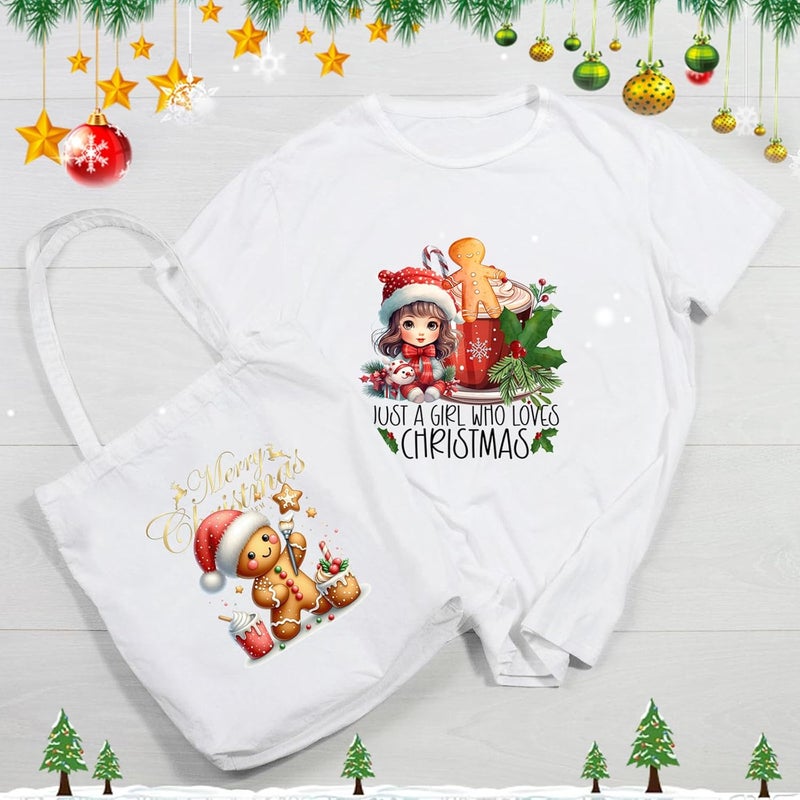 SUMELAY 12 Sheets Christmas Heat Transfers Vinyl, Gingerbread Iron on Transfers for T-Shirts, Christmas Iron on Decals for Clothes Bag Pillow Covers DIY Decorations - Image 5